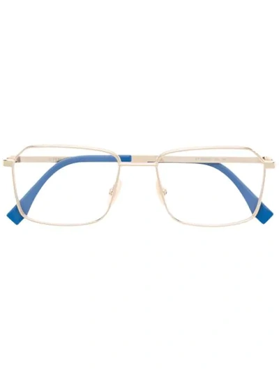 Fendi Eyewear Rectangle Frame Glasses - 金色 In Gold