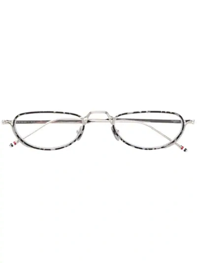 Thom Browne Tortoise Shell Tone Glasses In Silver