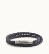 Tod's Braided Bracelet With Polished Metallic Clasp In Blue