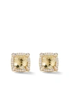 David Yurman 18kt Yellow Gold Chatelaine Citrine And Diamond Stud Earrings (8mm) In 88accdi