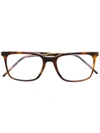 Saint Laurent Eyewear Rectangle Frame Glasses - Brown In Brown