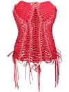 Dolce & Gabbana Woven Bustier Top In Red