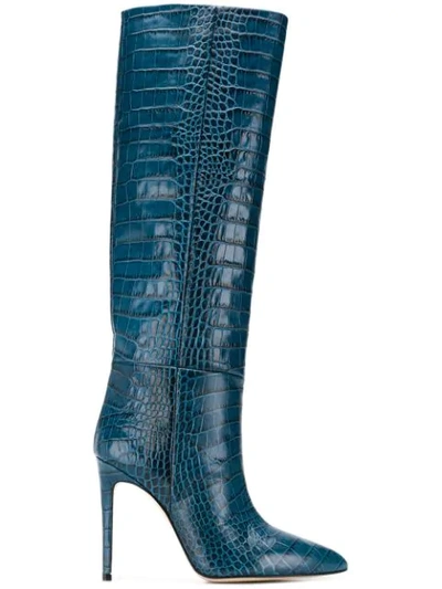 Paris Texas Crocodile Effect 110mm Boots In Blue