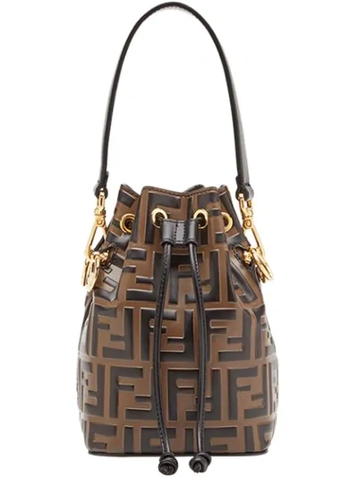 Fendi Mini Mon Tresor Ff Quilted Leather Bag In Brown