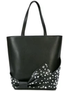 CHRISTIAN SIRIANO EMBELLISHED BOW SHOPPER TOTE