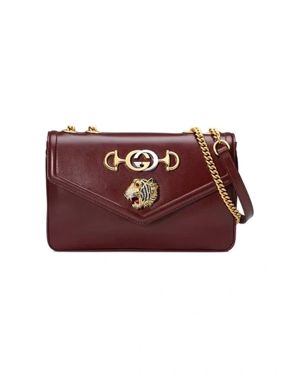 Gucci Rajah Medium Embellished Leather Shoulder Bag In Bordeaux Multi