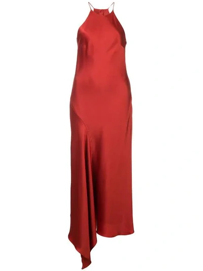 Alexis Lucy Draped Twill Halter Midi Dress In Red