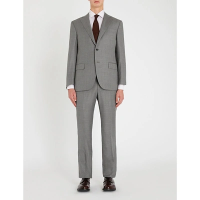 Corneliani Hopsack-weave Tailored-fit 150's Virgin Wool Suit In Grey