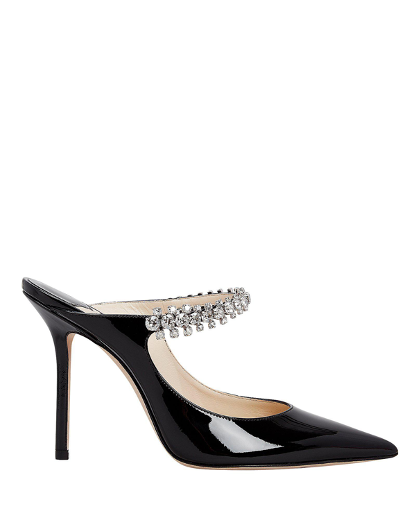 Jimmy Choo Bing 100 Crystal-embellished Patent-leather Heeled Mules In ...