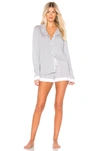 Cosabella Bella Long Sleeve Top Boxer Set Pj In Dove Gray & White