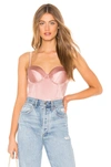 Fleur Du Mal Satin Bullet Bodysuit In Rose Pink