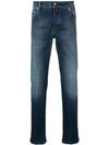 Kiton Stonewashed Straight-leg Jeans In Blue