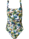 Amir Slama Printed Swimsuit In White