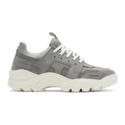 Ami Alexandre Mattiussi Running Lucky 9 Suede And Mesh Trainers In Grey