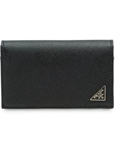 Prada Saffiano Leather Card Holder In Black