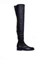 ANN DEMEULEMEESTER BLACK THIGH-HIGH LEATHER BOOTS,1814-2828-W-384-099