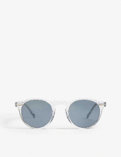 Oliver Peoples Gregory Peck Phantos 50mm Round Sunglasses In Crystal_blue_photocromic