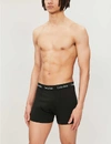 Calvin Klein Pack Of Three Modern Essentials Classic-fit Stretch-cotton Trunks In Black Black