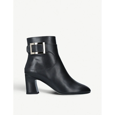 Roger Vivier Chunky Trompette Metal Buckle Ankle Boots In Black