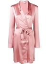 La Perla Short Silk-blend Robe In Pink