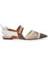 Fendi Colibrì Logo-print Mesh And Rubber Slingback Point-toe Flats In Nude