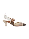 Fendi Multicolor Mesh Colibrì Slingback Heels In Brown
