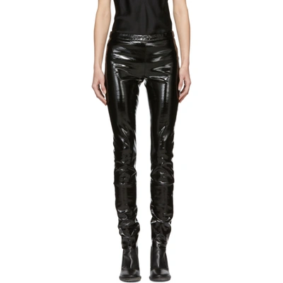 Haider Ackermann Stretch Patent Leather-coated Cotton Leggings In Black