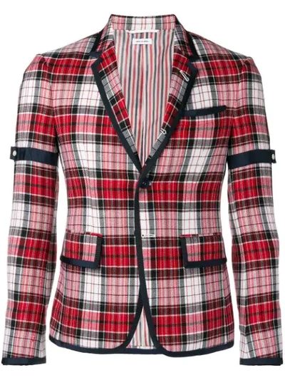 Thom Browne Armband Variegated Check Sport Coat In Red