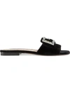 GUCCI VELVET SLIDE WITH CRYSTAL G