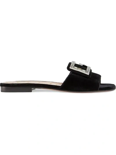 Gucci Mules Madelyn  Canvas Logo Strass Black
