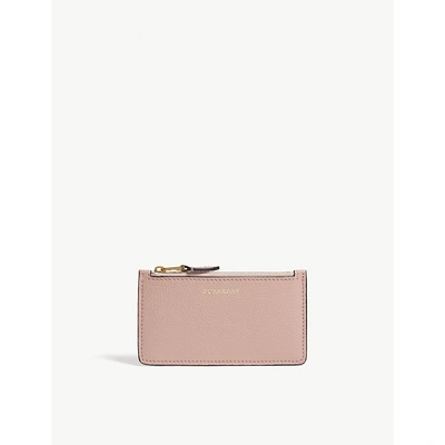 Burberry Leather Card Holder In Ash Rose