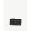 Burberry Equestrian Knight Leather Zip Card Case In Black