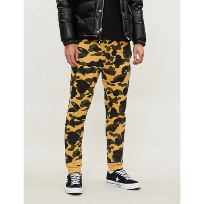 A Bathing Ape Camouflage-print Quilted Stretch-jersey Jogging Bottoms In Yellow