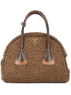 PRADA PRADA VINTAGE STRIPED BOWLING BAG - BROWN