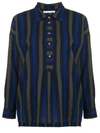 ACOTÉ ACOTÉ STRIPED HENLEY BLOUSE - BLUE