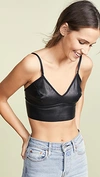 Commando Faux Stretch-leather Soft-cup Bralette In Black