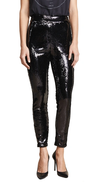 Frame Sequin Pull-on Ankle Skinny Trousers In Noir