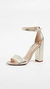 Sam Edelman Yaro Ankle Strap Block Heel Sandals In Light Gold