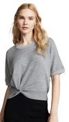 ALEXANDER WANG T DOUBLE LAYERED SHORT SLEEVE PULLOVER WITH TWIST DETAIL
