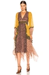 Ulla Johnson Primrose Ruffled Printed Fil Coupé Silk-blend Chiffon Dress In Mustard