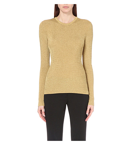 Michael Kors Metallic Ribbed-knit Sweater In Gold/silver/copper | ModeSens