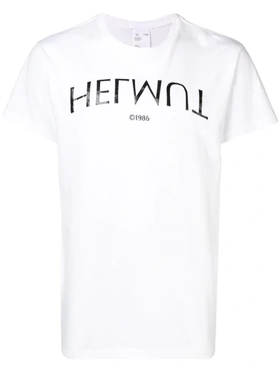 Helmut Lang Slim-fit Logo-print Cotton-jersey T-shirt In Calk White