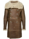 Balmain Shearling Double-breasted Coat In Brown