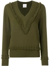 Barrie Embroidered V-neck Pullover In Green