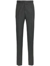 Thom Browne Seamed Elastic Stripe Skinny Wool Trouser In Grey