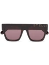 STELLA MCCARTNEY BROWN STRAIGHT BRIDGED SQUARE FRAMED LOGO SUNGLASSES