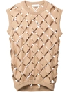 PACO RABANNE PACO RABANNE DIAMOND CUT-OUT SWEATER VEST - BROWN