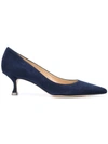 MANOLO BLAHNIK SUEDE KITTEN HEEL PUMPS