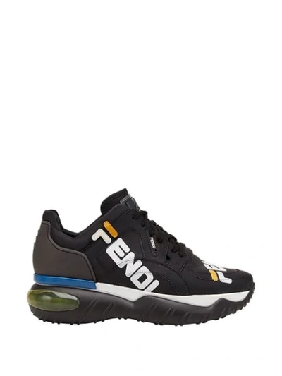 Fendi Logo-print Leather And Rubber Trainers In Black
