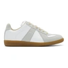 Maison Margiela Women Replica Low-top Leather Sneakers With Suede Inserts In White